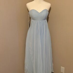 Elegant Strapless Light Blue Dress
